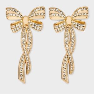 NWT SUGARFIX by BaubleBar Crystal Bow Statement Earrings - Gold
